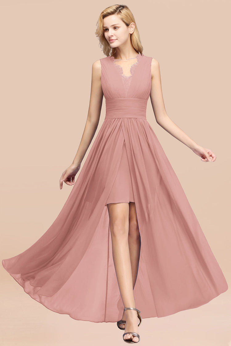 Chiffon Sleeveless Ruched A-line Bridesmaid Dresses Gold