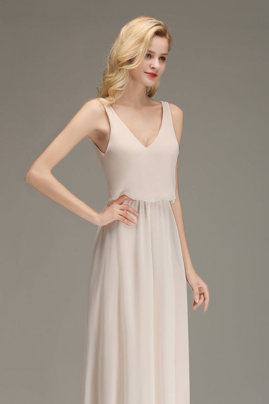 Load image into Gallery viewer, Elegant A-line V-Neck Long Backless Bridesmaid Dress-BIZTUNNEL
