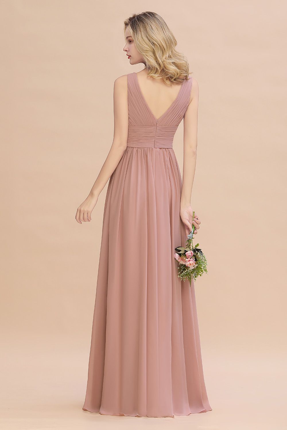 musk pink bridesmaid dresses Sweetheart Pale Pink Long A-line Chiffon Bridesmaid Dresses – ClaireBridal main image 0