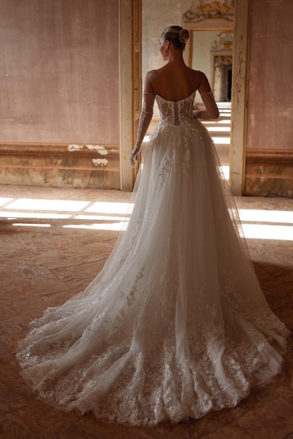 Elegant Ivory Long A-Line Strapless Lace Sweetheart Wedding Dresses BIZTUNNEL Elegant Ivory Long A-Line Strapless Lace Sweetheart Wedding Dresses BIZTUNNEL