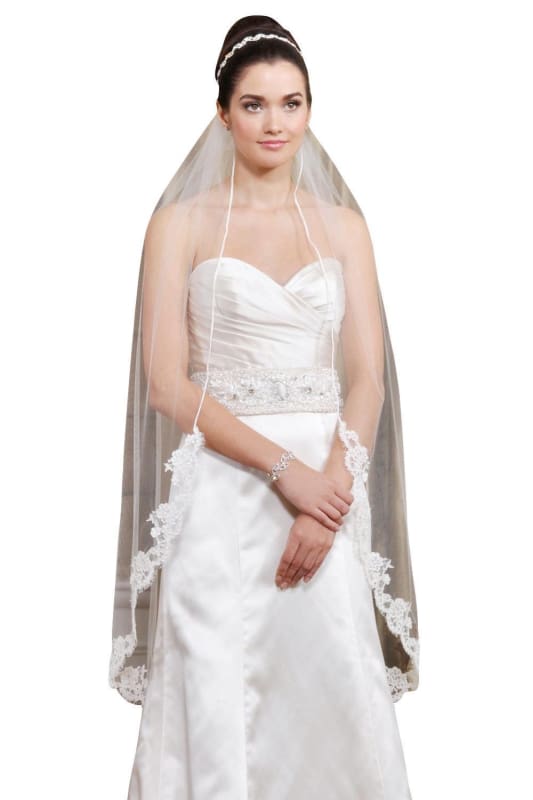 Elegant Lace Applique Edge Wedding Veils-Biztunnel