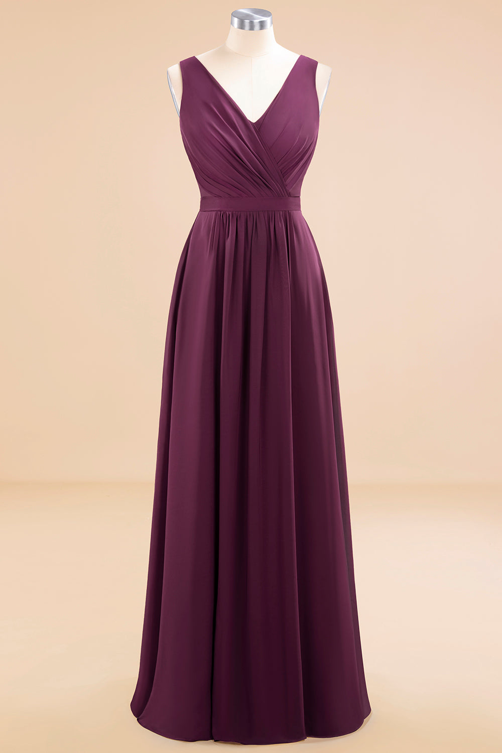 A Line Chiffon V Neck Prom Dress With Slit LBQ2274