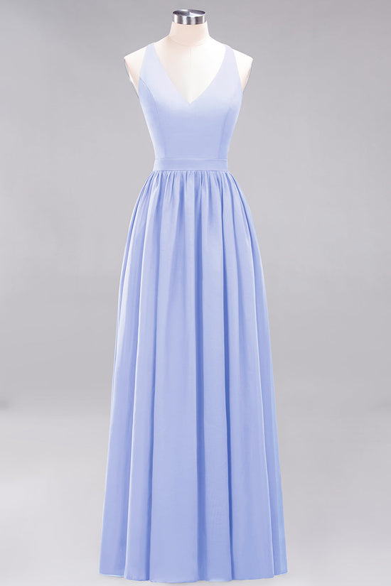 Load image into Gallery viewer, Elegant Long A-line Chiffon V-Neck Chiffon Bridesmaid Dress-BIZTUNNEL
