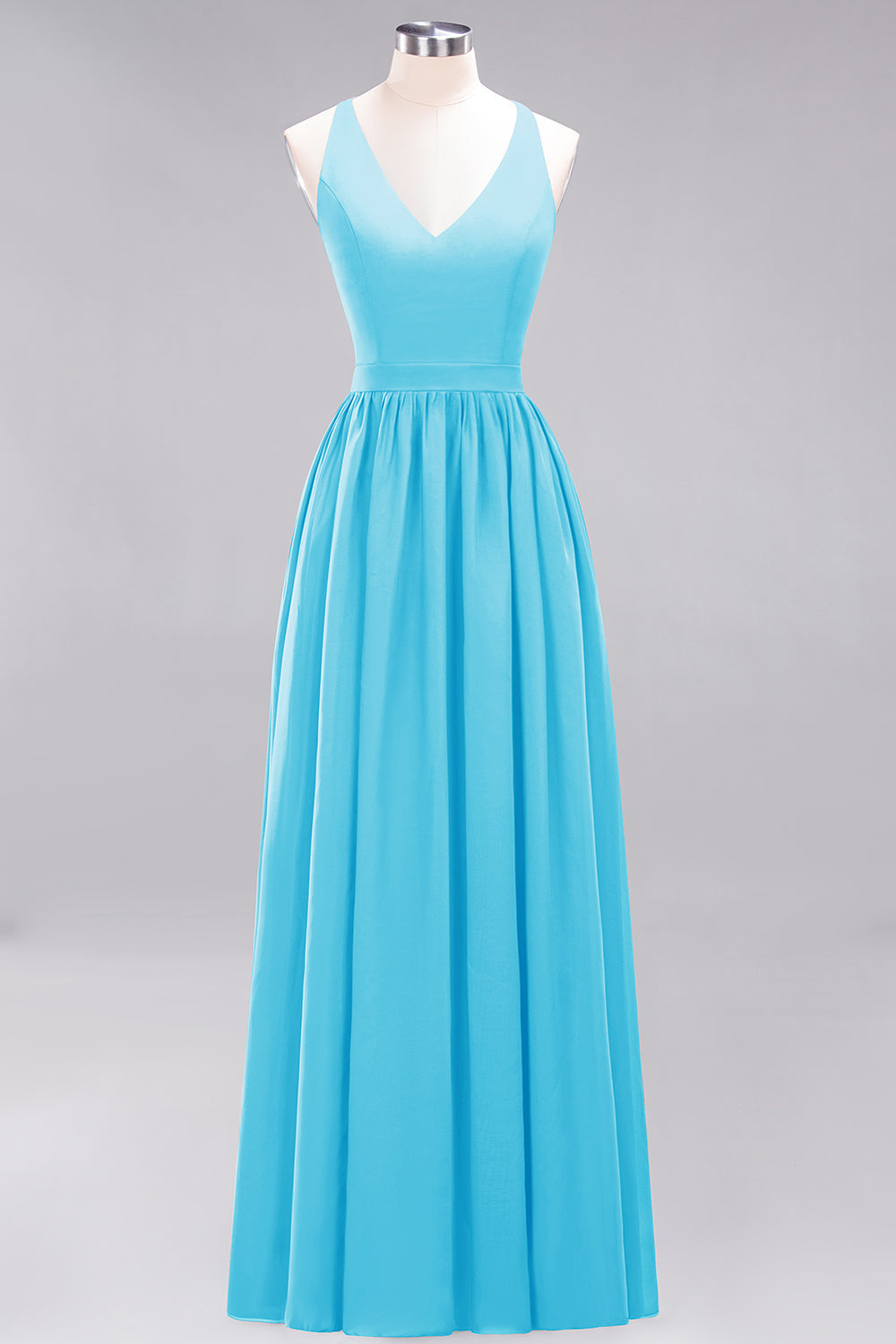 Load image into Gallery viewer, Elegant Long A-line Chiffon V-Neck Chiffon Bridesmaid Dress-BIZTUNNEL
