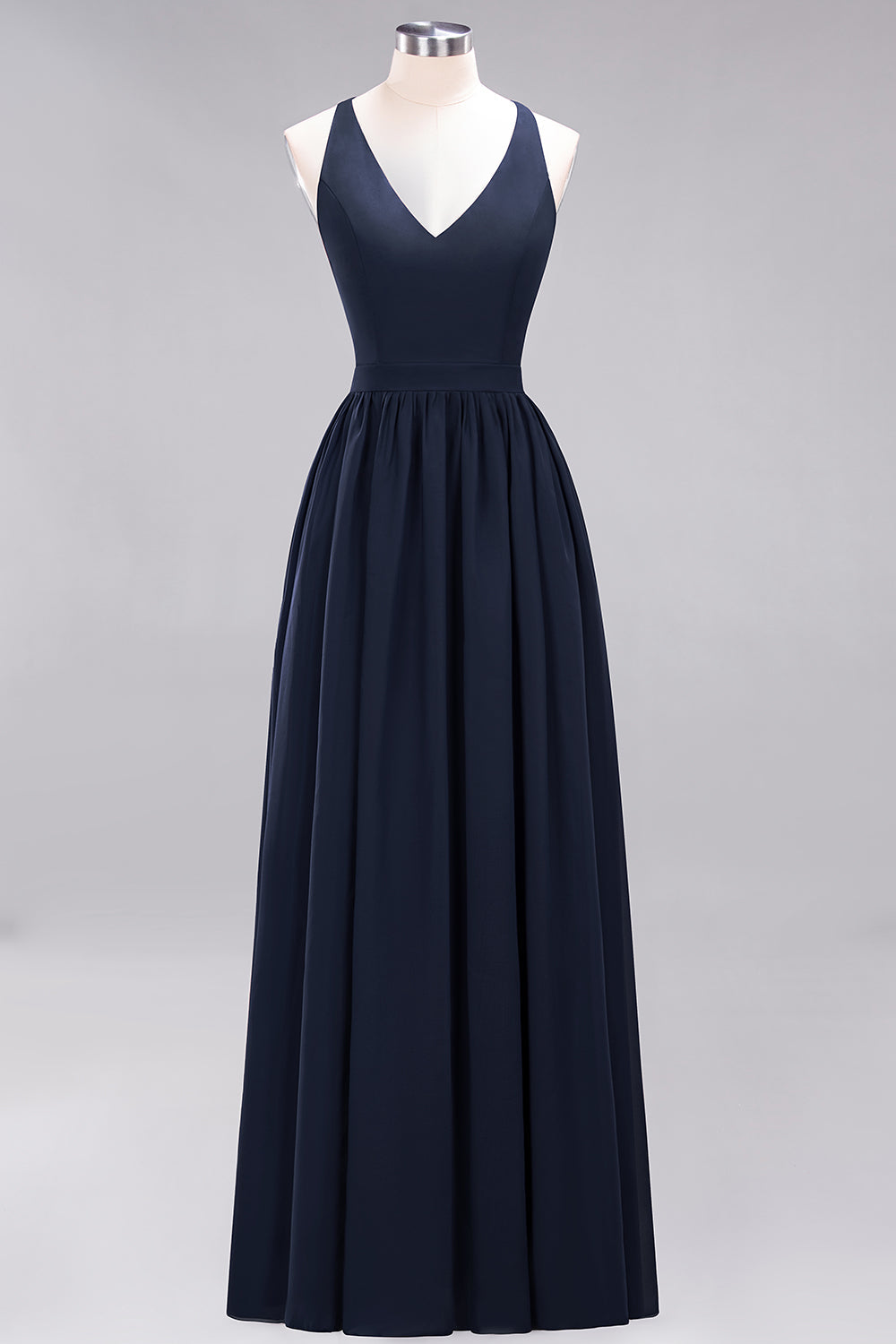 Elegant Long A-line Chiffon V-Neck Chiffon Bridesmaid Dress BIZTUNNEL Elegant Long A-line Chiffon V-Neck Chiffon Bridesmaid Dress BIZTUNNEL