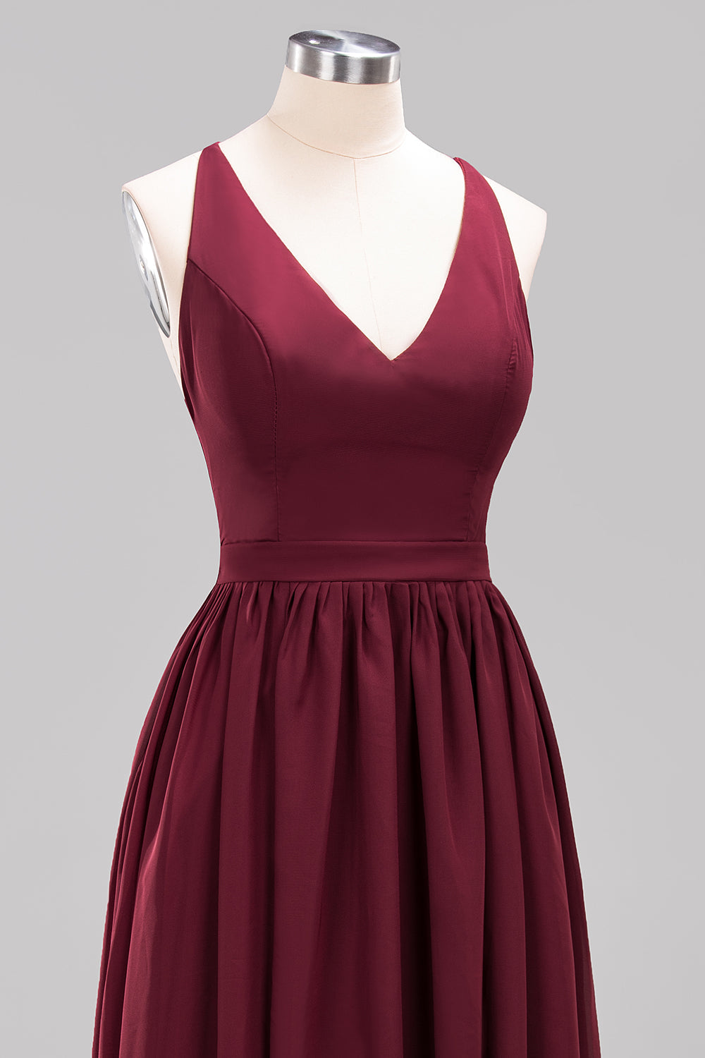 cranberry chiffon bridesmaid dresses Wedtrend Cabernet A Line V Neck Sexy Pleated Floor Length Chiffon Long Bridesmaid Dress Wedding Party Dressses, Chiffon color / US22W
