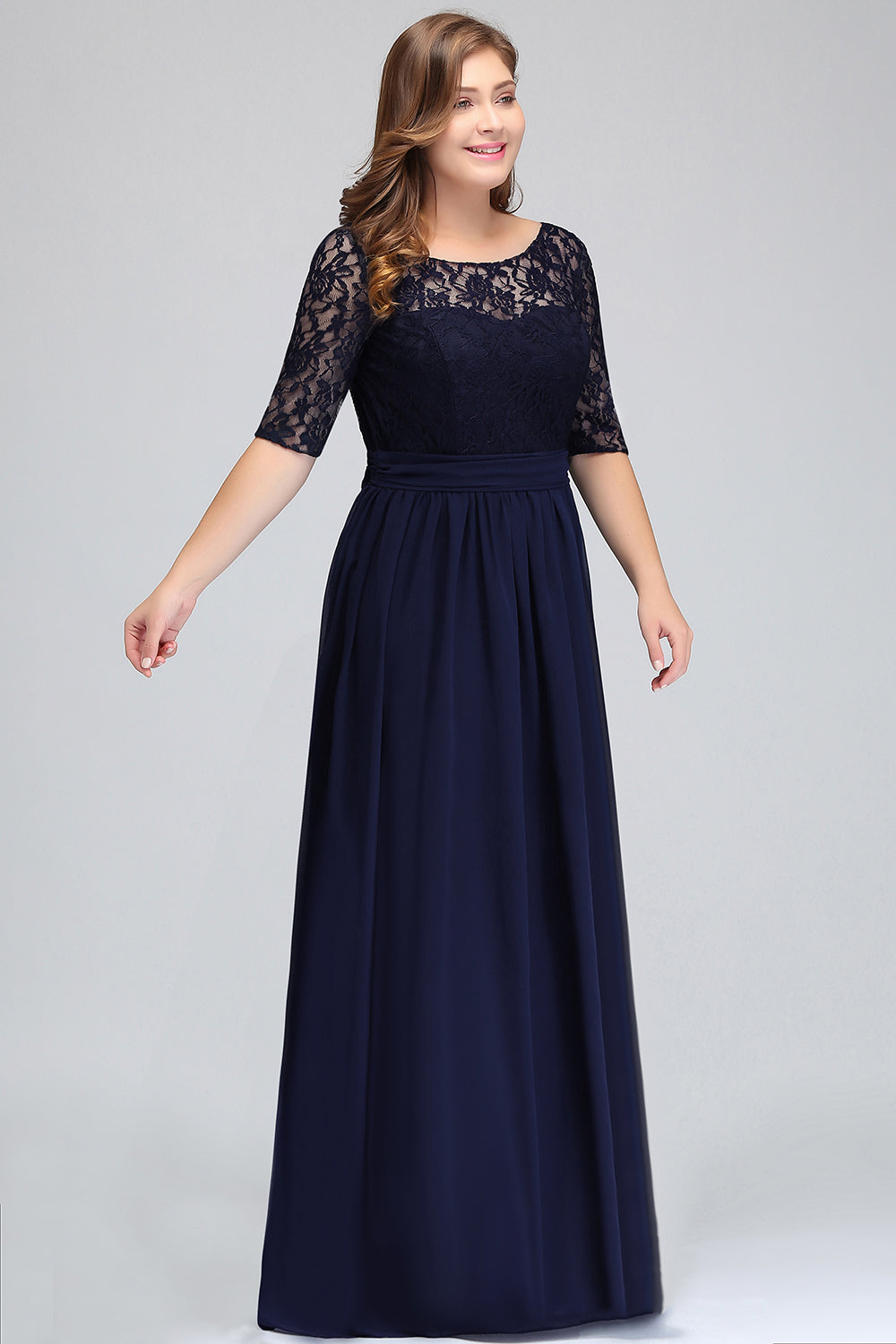 Load image into Gallery viewer, Elegant Long A-line Open Back Plus Size Bridesmaid Dresses with Sleeves-BIZTUNNEL

