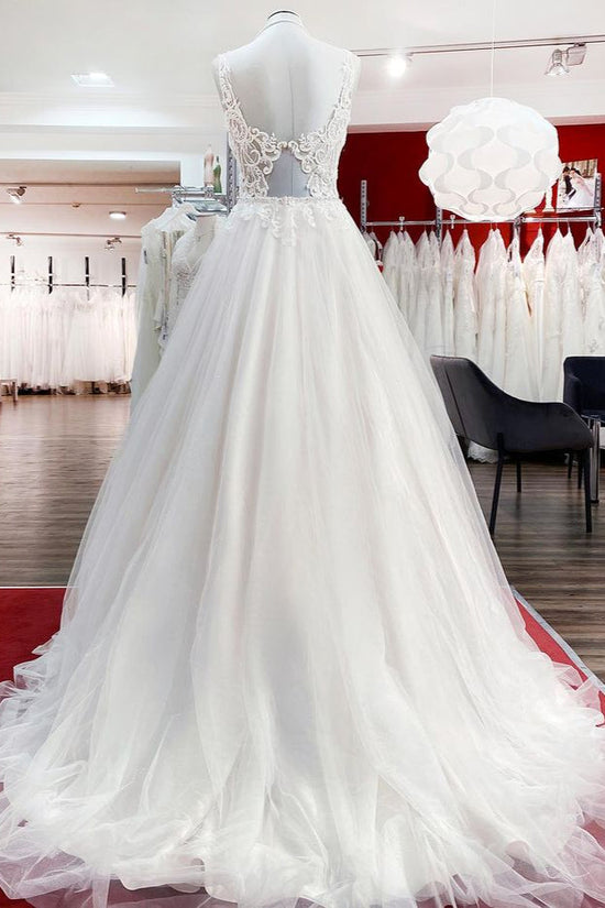 Carregar imagem no visualizador da galeria, Elegant Long A-line Princess Tulle Sweetheart Ruffles Wedding Dress-BIZTUNNEL
