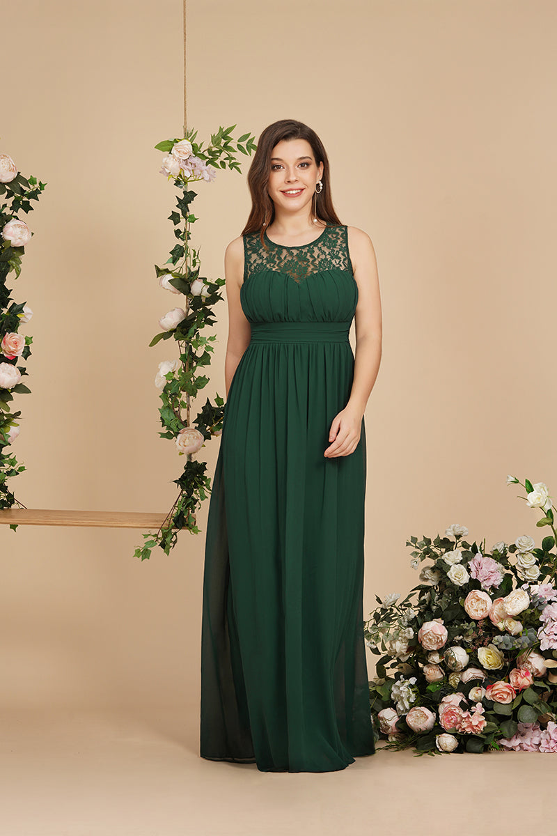 Elegant Long A Line Round Neck Chiffon Floor Length Formal Dresses BIZTUNNEL Elegant Long A Line Round Neck Chiffon Floor Length Formal Dresses BIZTUNNEL