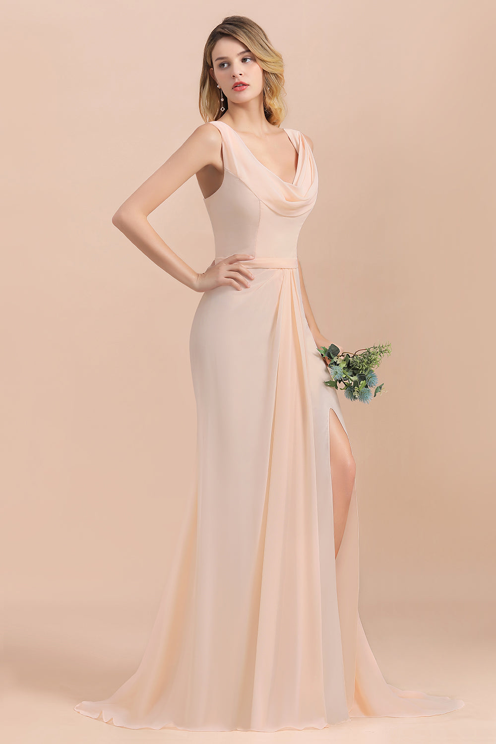 a line scoop neck chiffon dress Chiffon A-Line Scoop Neck Half Sleeves Junior Dress-BJ00022