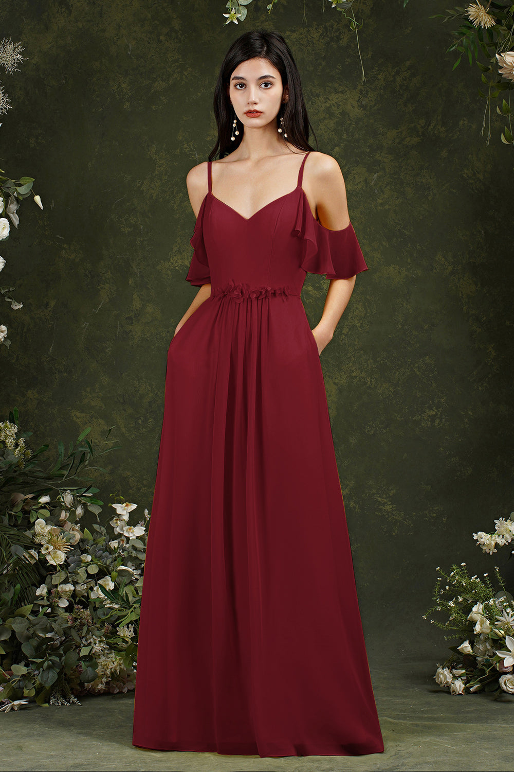 Elegant Chiffon Backless Bridesmaid Evening Dresses