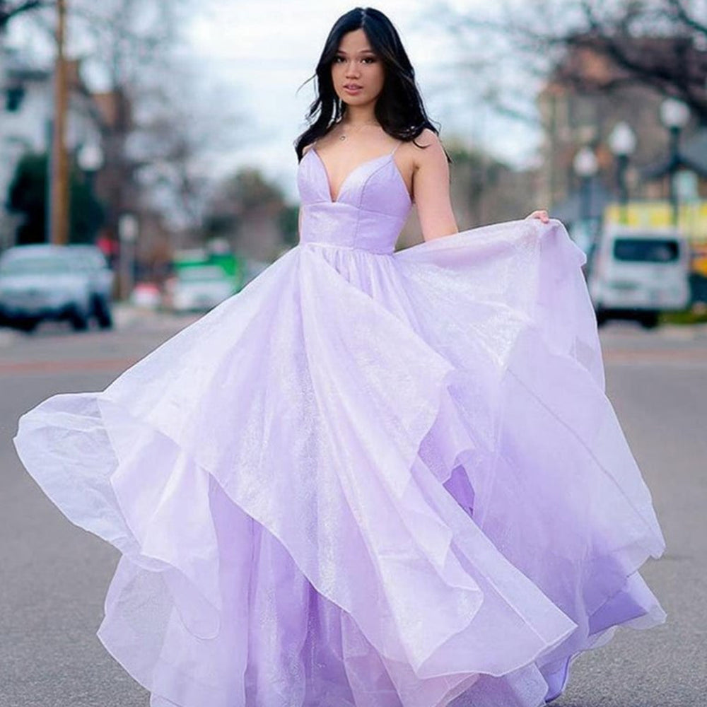 Elegant Long A-line V-neck Open Back Graduation Prom Dresses Elegant Long A-line V-neck Open Back Graduation Prom Dresses