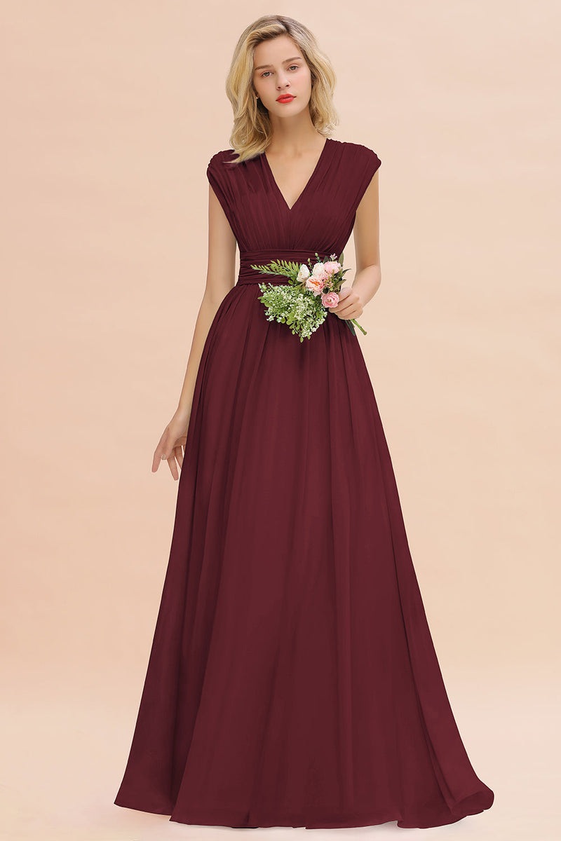 A-Line V-Neck Backless Chiffon formal dresses Bridesmaid Dresses evening gown Prom Dress