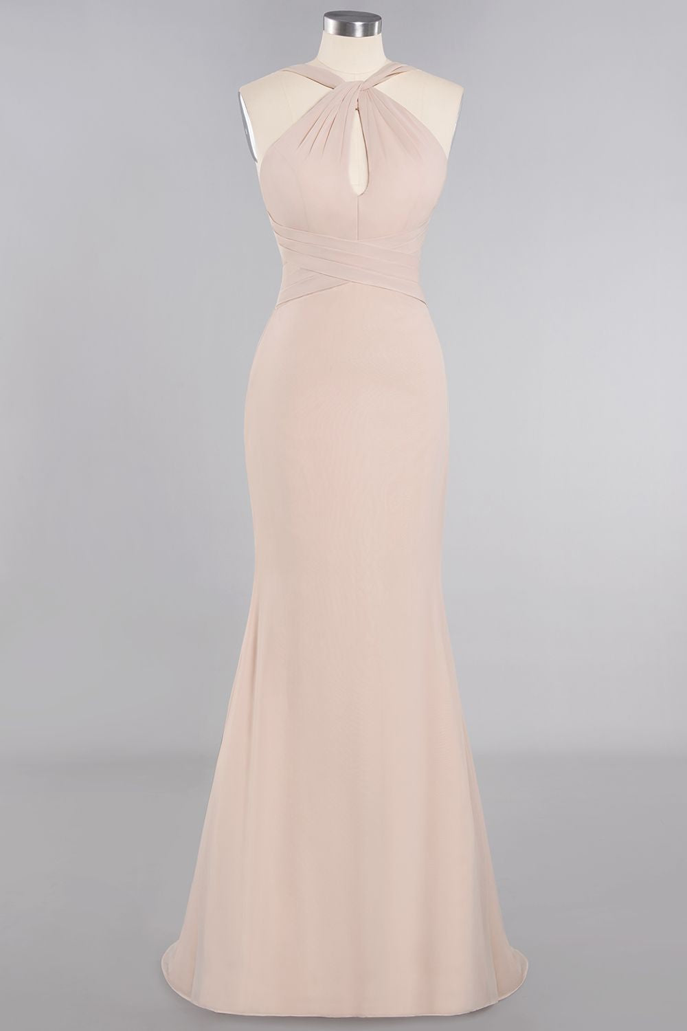 Elegant Long Mermaid Halter Keyhole Backless Chiffon Bridesmaid Dresses Elegant Long Mermaid Halter Keyhole Backless Chiffon Bridesmaid Dresses