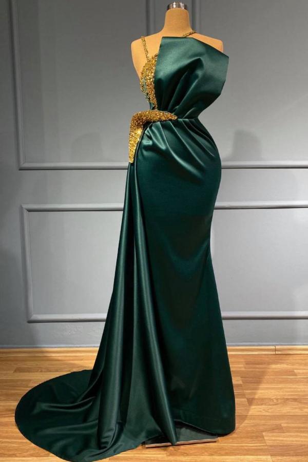 Elegant Long Mermaid Halter Satin Prom Dress-BIZTUNNEL
