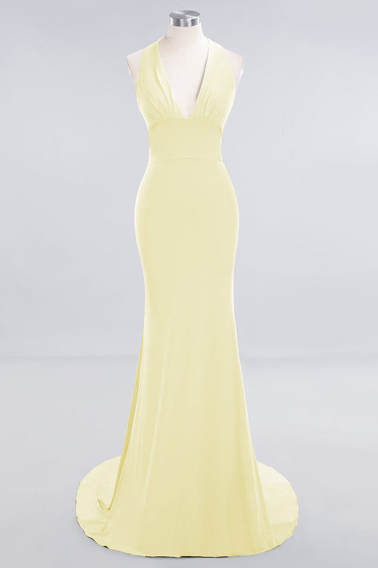 Halter Neck Lace Up Back Detail Mermaid Midi Dress-Cream main image 1