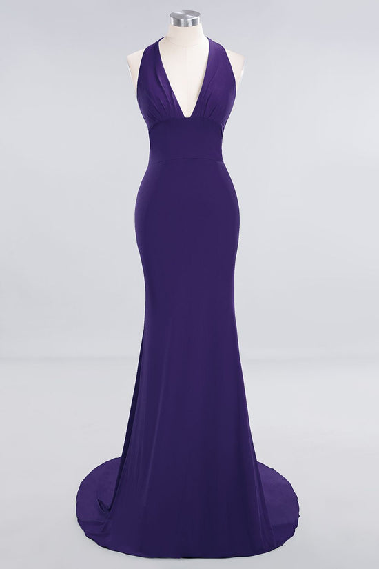 Chic Mermaid Halter Neck Sleeveless Cutout Back Floor-Length Evening Dress main image 1