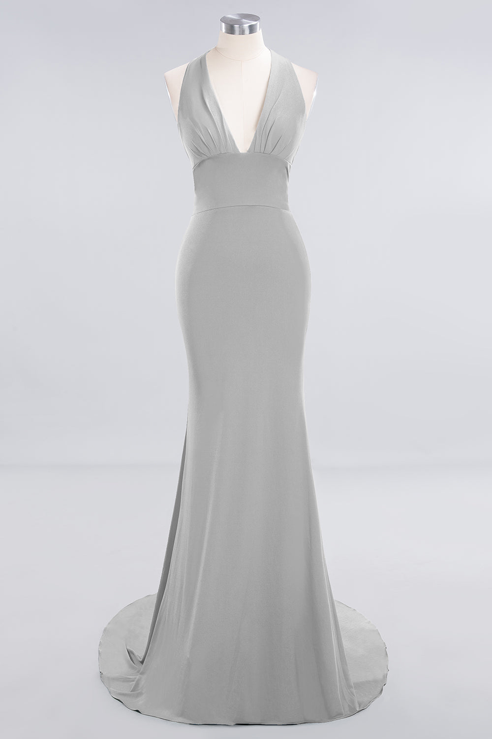 Elegant Blue V-Neck Sleeveless Mermaid Long Bridesmaid Dresses Online, BG893
