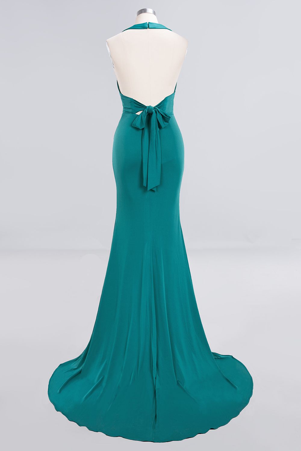 Elegant Mermaid V-neck Halter Velvet Long Party Wedding Guest Dresses main image 1