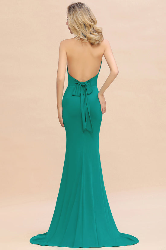 Gorgeous Halter Sleeveless Mermaid Evening Dress Long Keyhole Online main image 1
