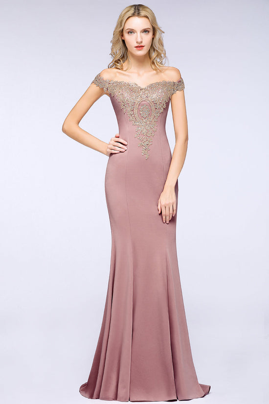 Load image into Gallery viewer, Elegant Long Mermaid Off the Shoulder Bridesmaid Dress-BIZTUNNEL

