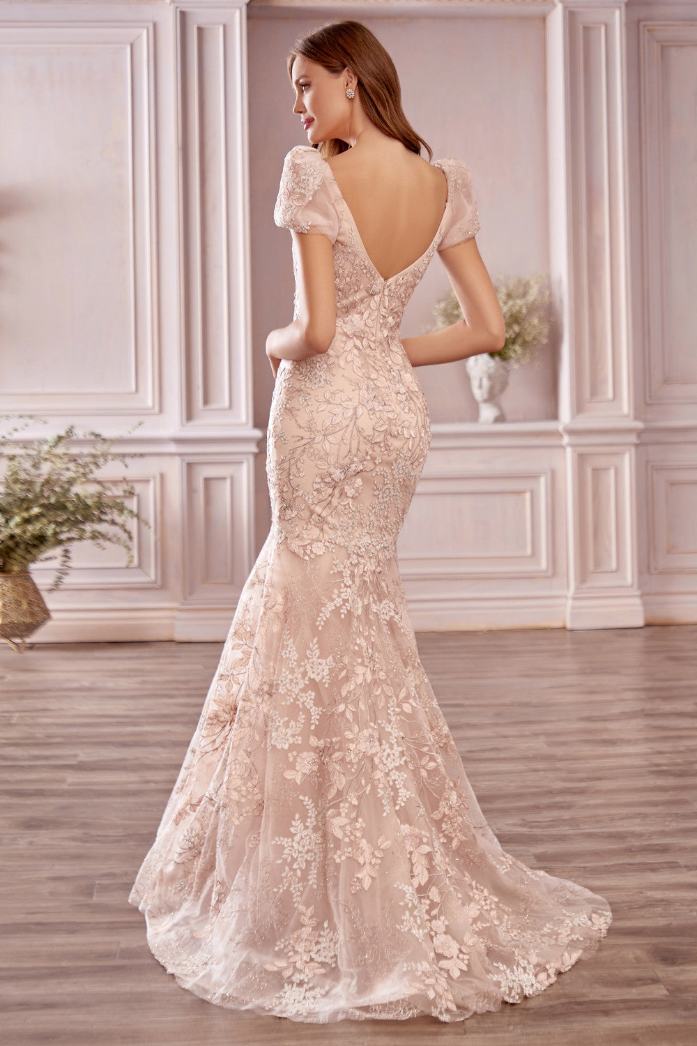 Elegant Long Mermaid Sweetheart Backless Lace Prom Dress with Sleeves-BIZTUNNEL