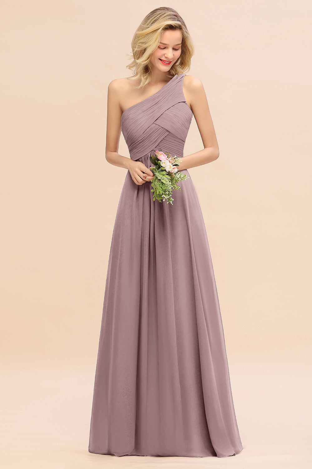 Load image into Gallery viewer, Elegant Long One Shoulder Chiffon Bridesmaid Dress-BIZTUNNEL
