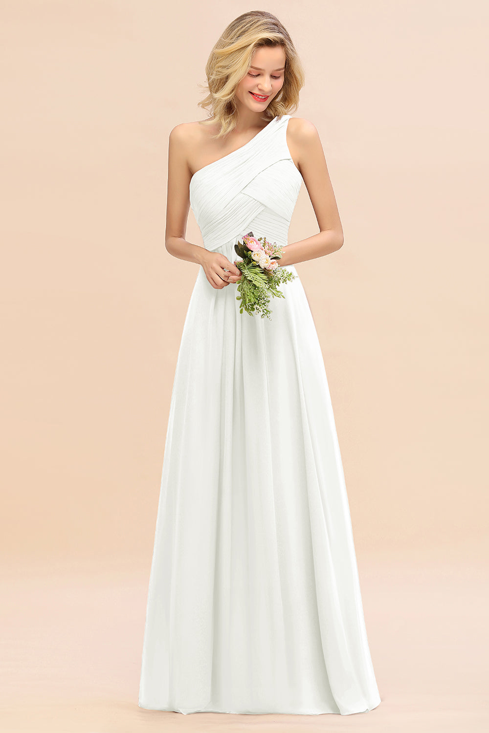 Load image into Gallery viewer, Elegant Long One Shoulder Chiffon Bridesmaid Dress-BIZTUNNEL
