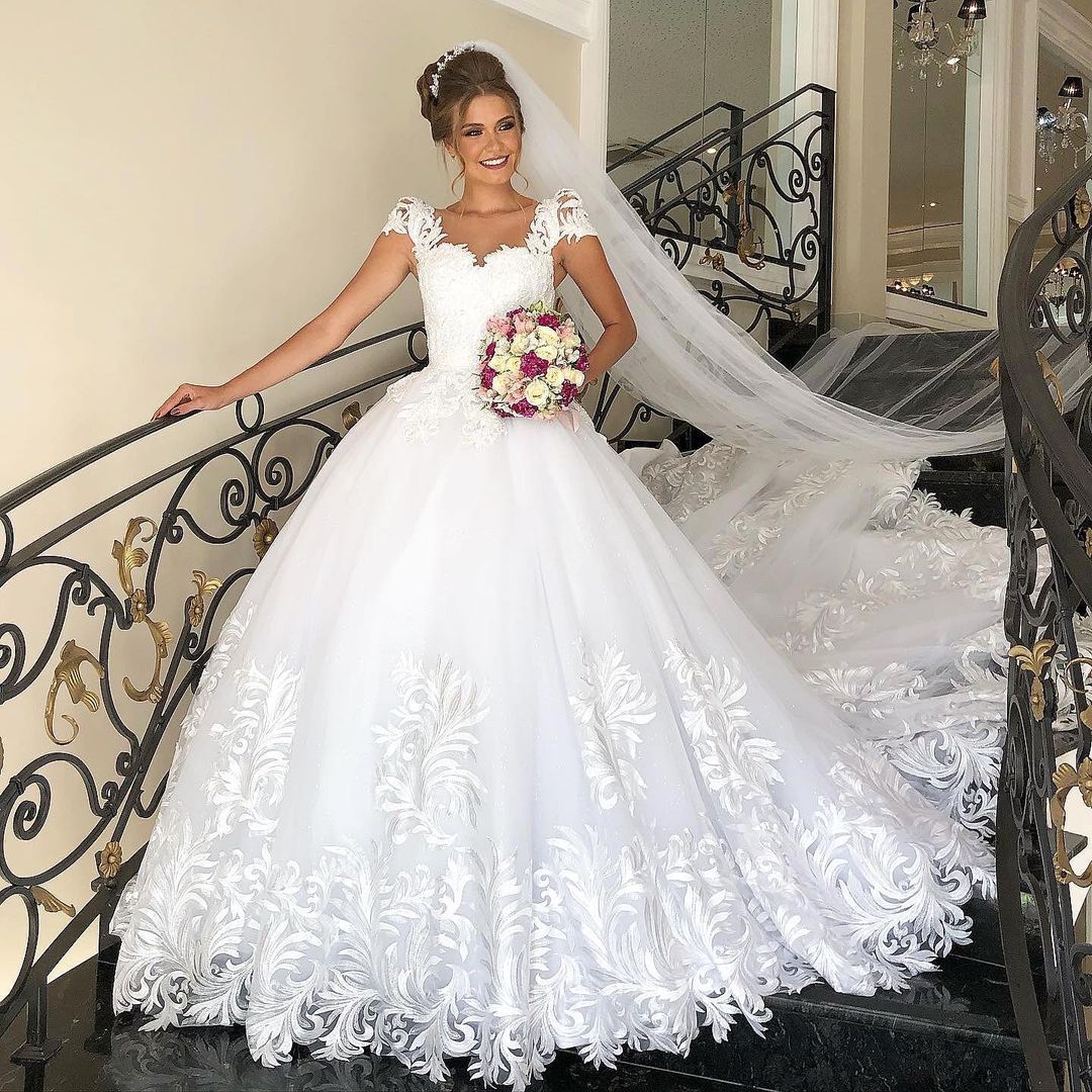 Cheap Princess Rhinestones Ball Gown Wedding Dress Off-the-shoulder Online  - Bridalight.com