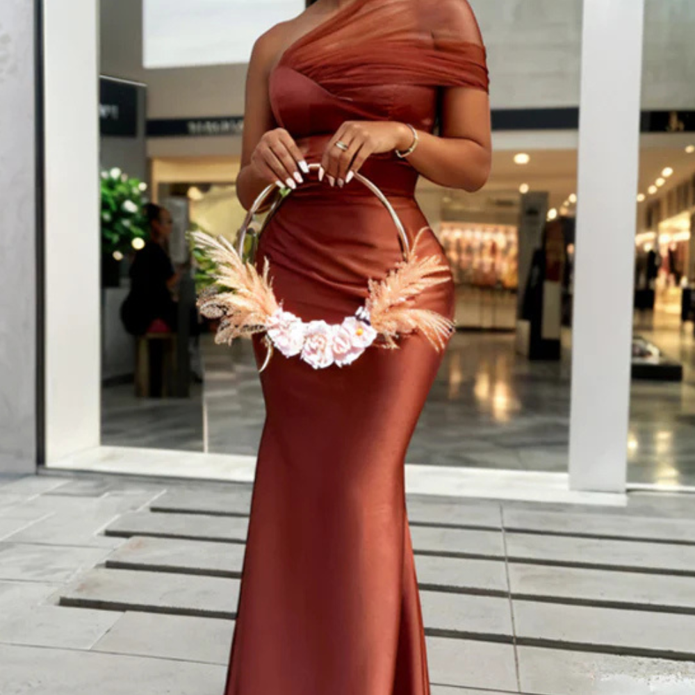 Elegant One Shoulder Sheath Long Prom Dress with Zipper-27dress