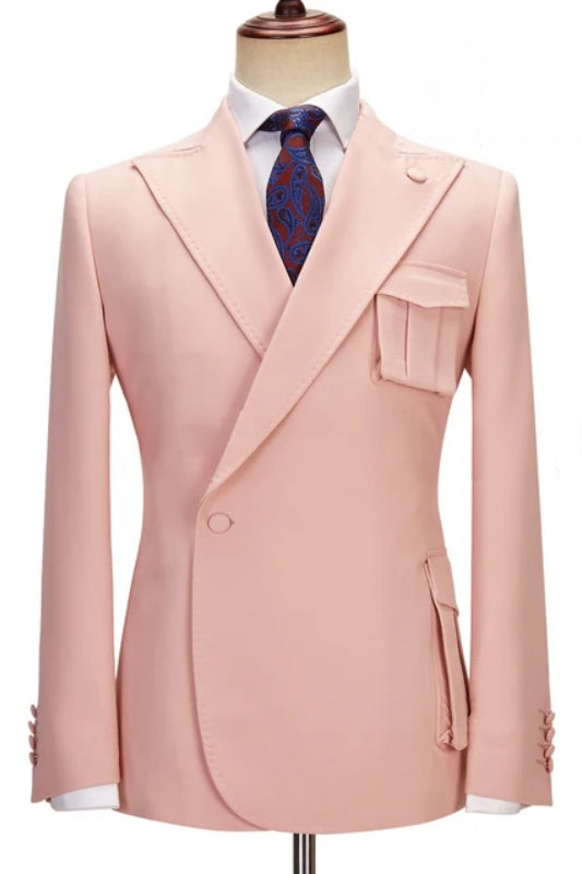 Maximilian Elegant Pink Peaked Lapel Bespoke Prom Suits