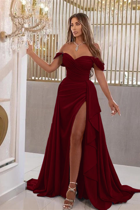 Elegant Royal Blue Long Off-The-Shoulder Mermaid Sweetheart Evening Dr   BIZTUNNEL