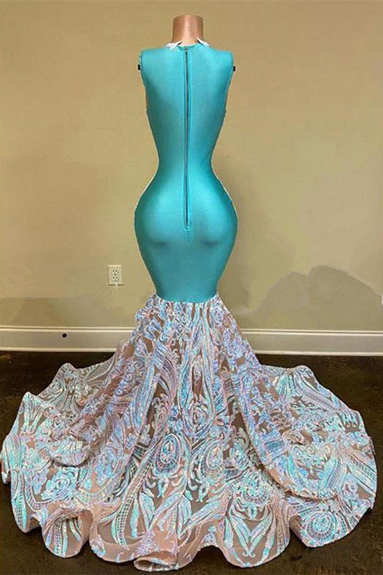 Charger l&amp;#39;image dans la galerie, Elegant Sparkly Long Mermaid Glitter Floral Lace Prom Dresses-BIZTUNNEL
