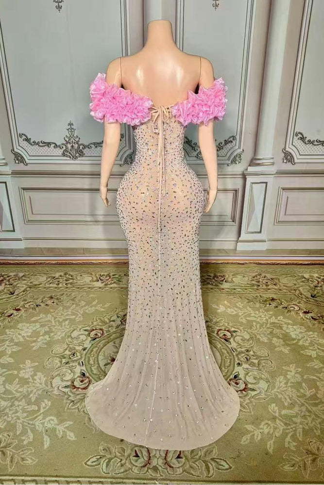 long diamond prom dresses Long Prom Dress with Rhinestone Contour
