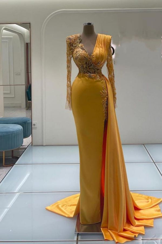 Elegant Sparkle Brown Mermaid Court Train V-neck Sleeveless Prom Dresses main image 0