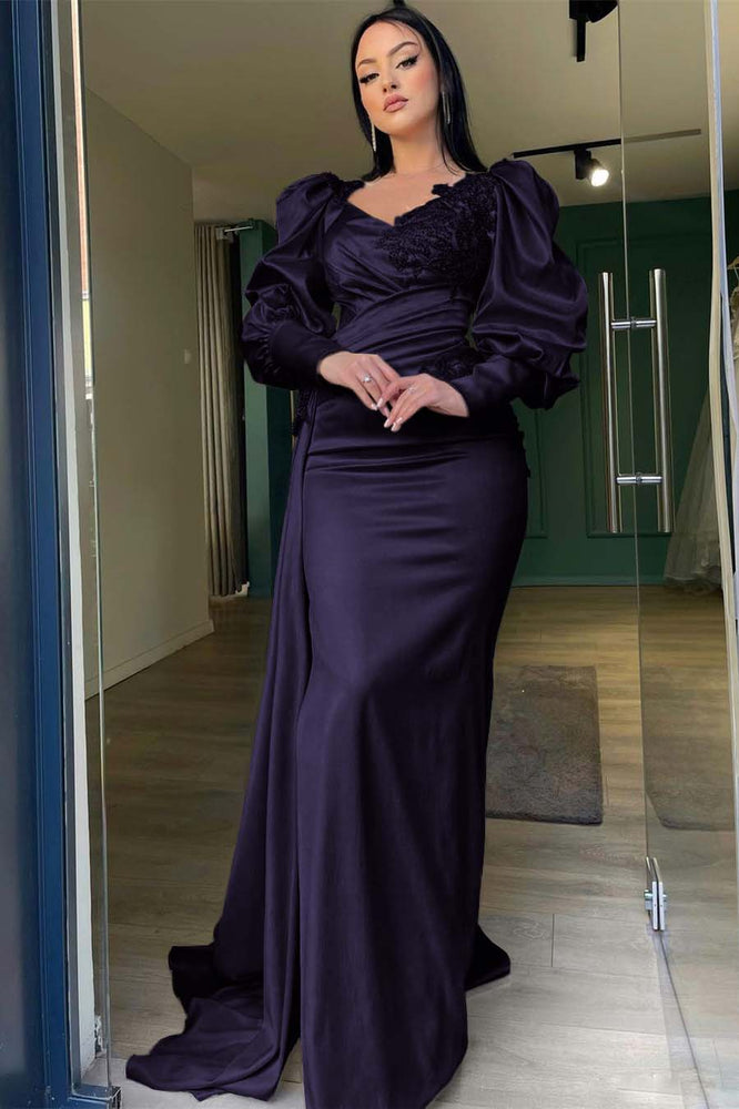 
                  
                    Elegant White evening dress long sleeves with Beadings Slit
                  
                