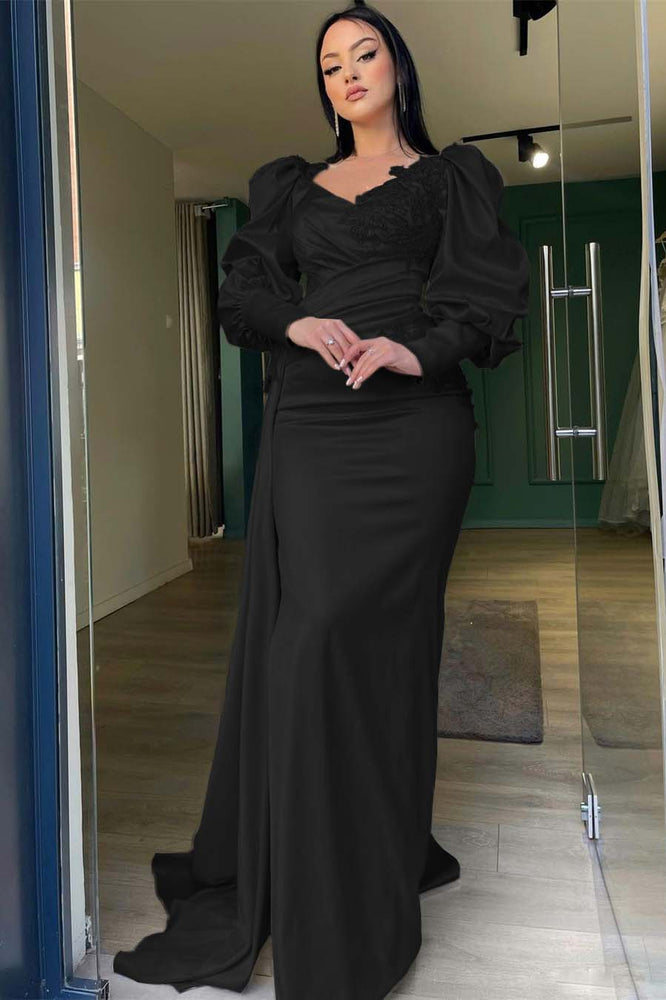 
                  
                    Elegant White evening dress long sleeves with Beadings Slit
                  
                