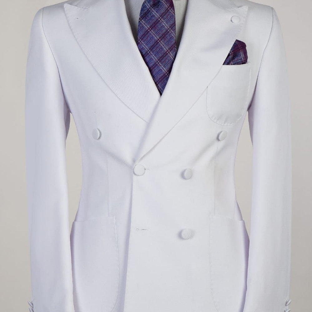 Ernest White Peaked Lapel Two Pieces Close Fitting Wedding Suits