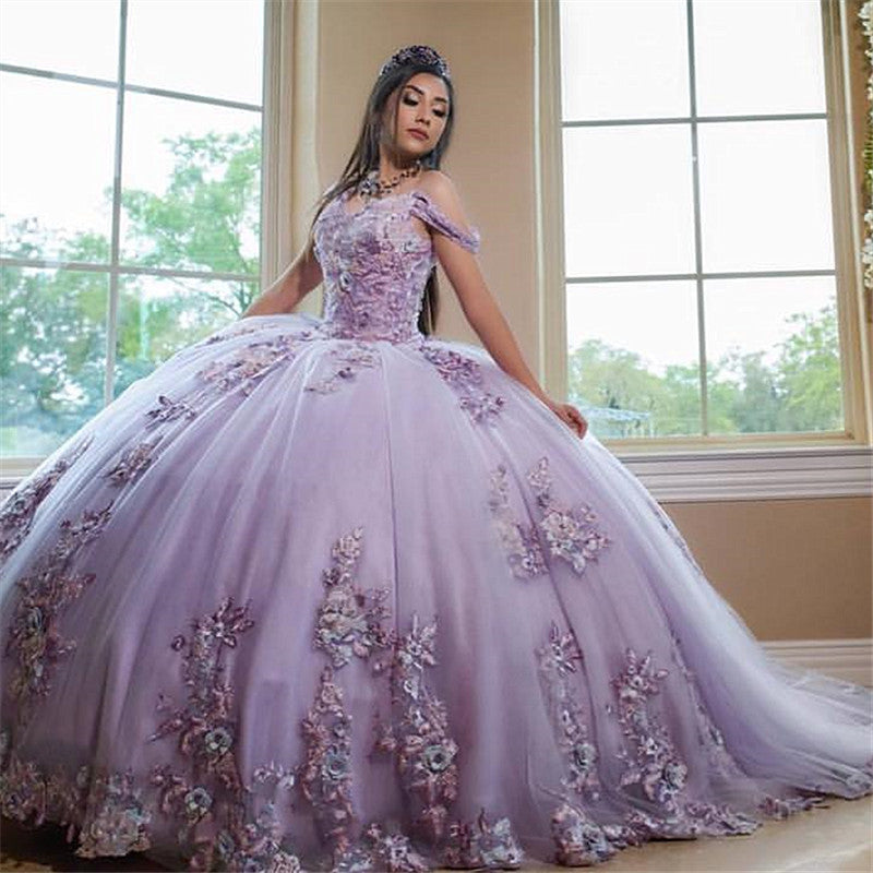 Load image into Gallery viewer, Excellent Long Ball Gown Off-the-shoulder Tulle Quinceanera Dress-BIZTUNNEL
