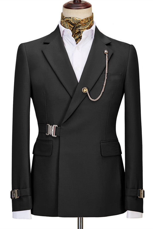 Nur Fancy Black Notched Lapel Prom Suits For Men