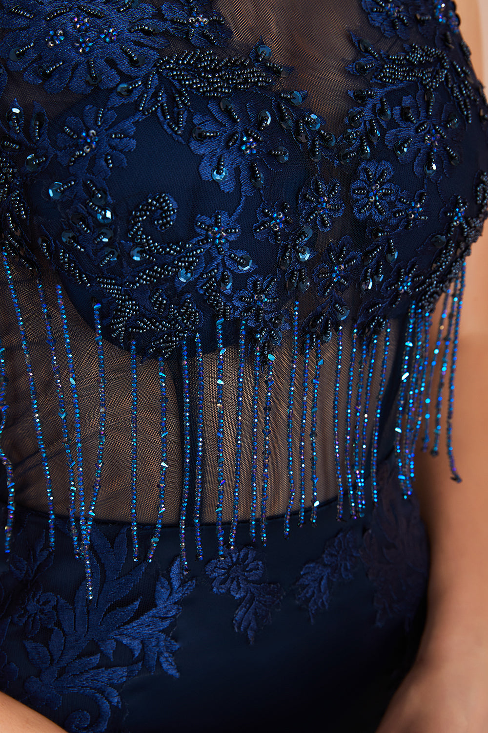 Fascinating Long Mermaid Jewel Satin Evening Dress-BIZTUNNEL
