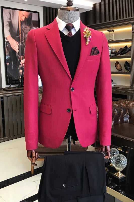 Andy Fashion Fuchsia Notched Lapel Two Pieces Prom Suits