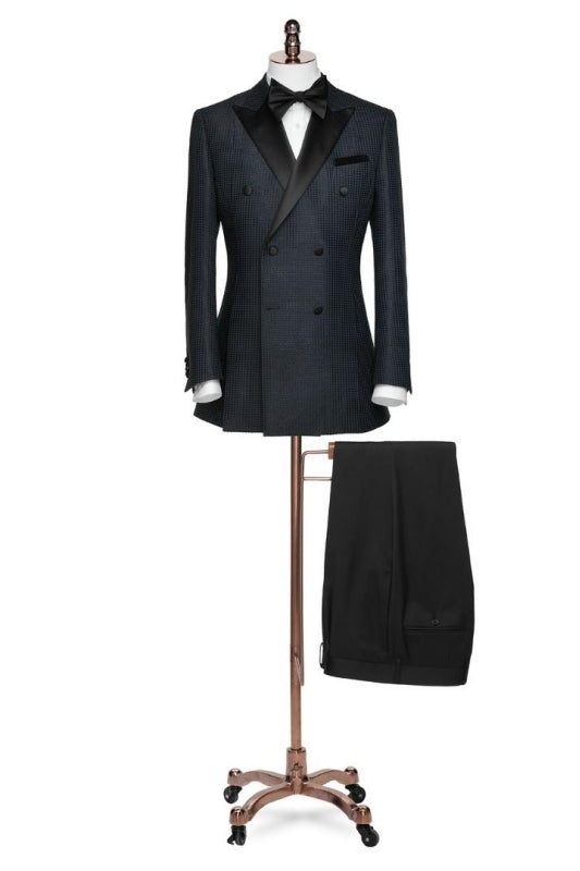 Archer Formal Black Peaked Lapel Double Breasted Prom Suits