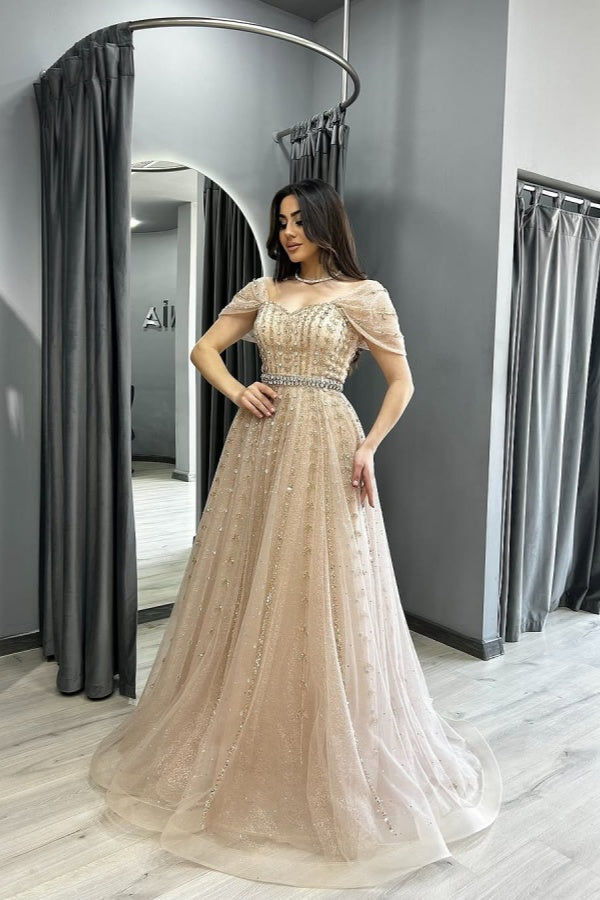 Long Off-the-Shoulder Sweetheart Formal Evening Dresses with Sash