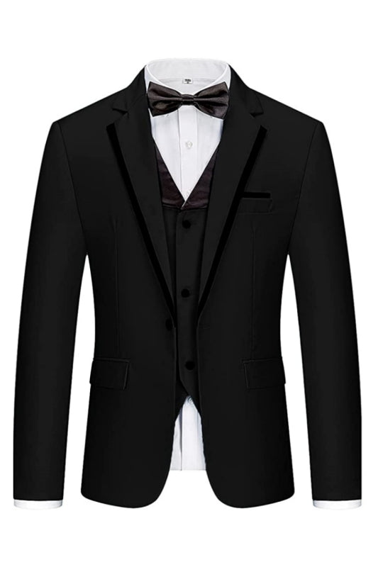
                  
                    Geoff Fancy Black Notched Lapel Three Pieces Men Suits For Business
                  
                