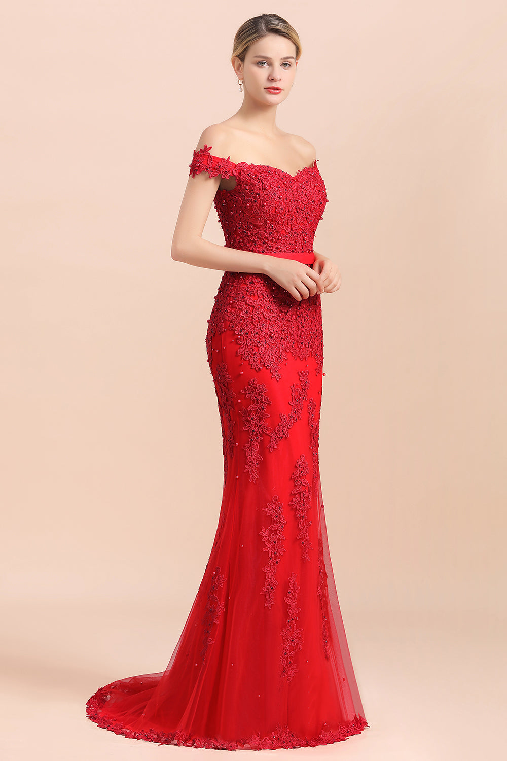 Classy Off Shoulder Rust Bridesmaid Dresses Mermaid Long Satin Wedding Party,BG970