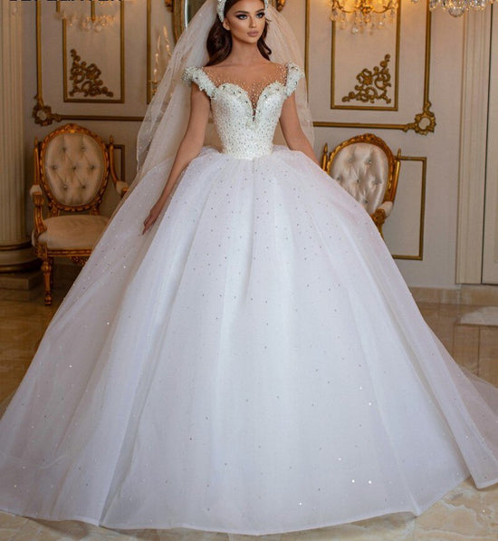 Strapless Lace Organza and Satin Ball Gown Wedding Dress with Pick Up and  Cape Glamorous Wedding Dress - BrideLuLu