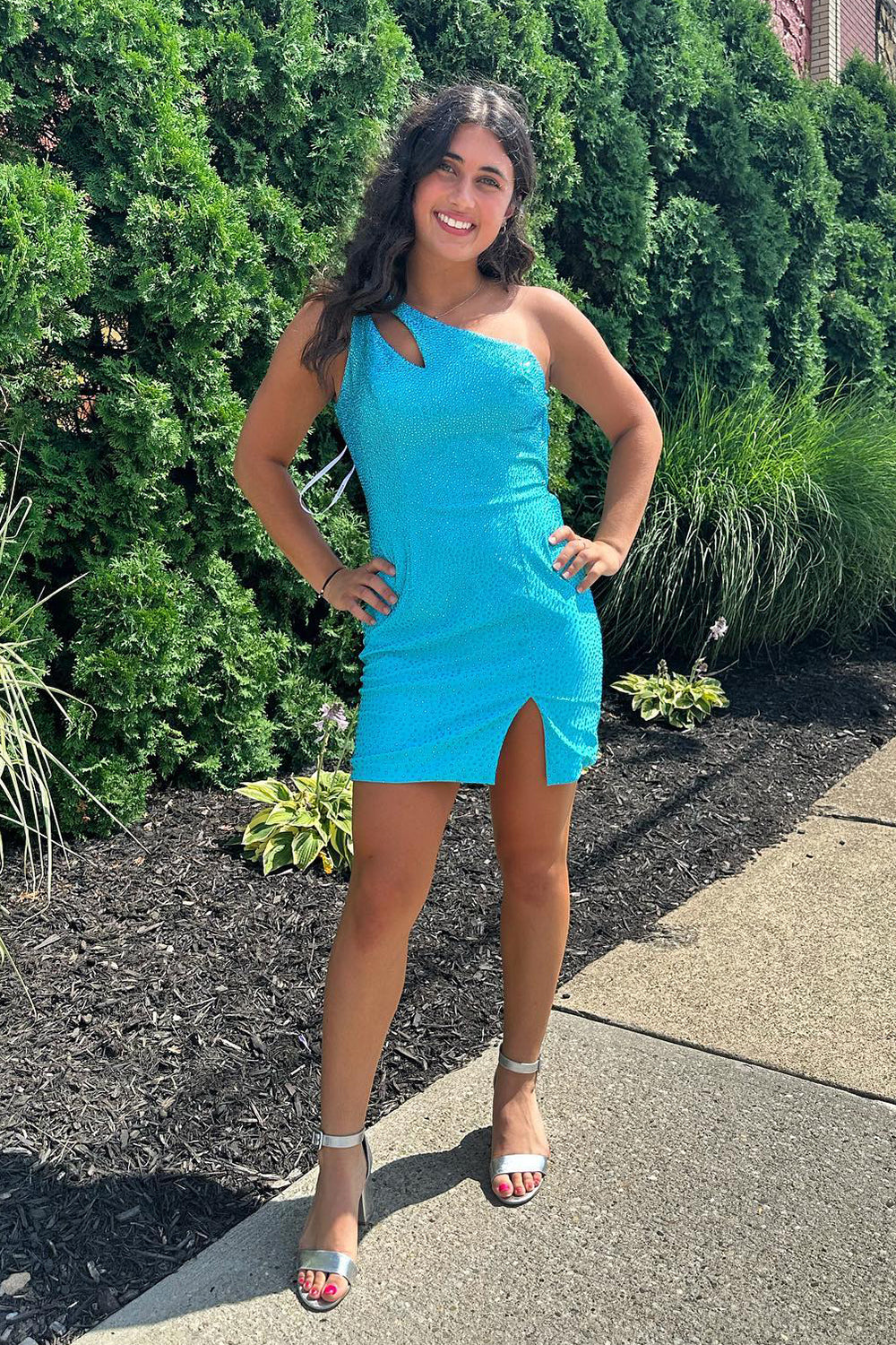 teal one shoulder homecoming dress Unique Teal One Shoulder Homecoming Dress