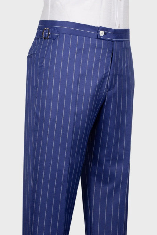 
                  
                    Goddard Blue Striped Peaked Lapel Three Pieces Business Men Suits
                  
                