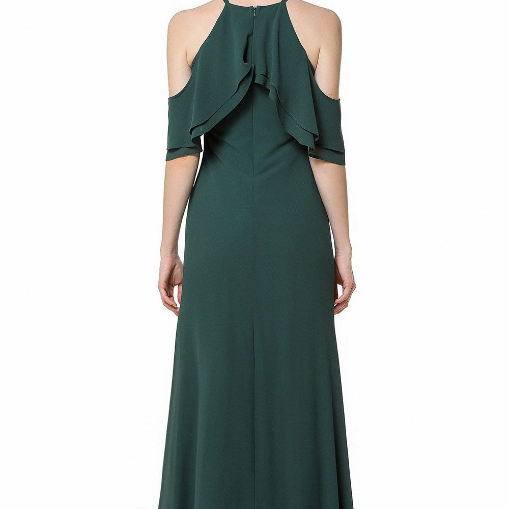 
                  
                    Gorgeous Long A-line Halter Chiffon Dark Green Bridesmaid Dress-BIZTUNNEL
                  
                